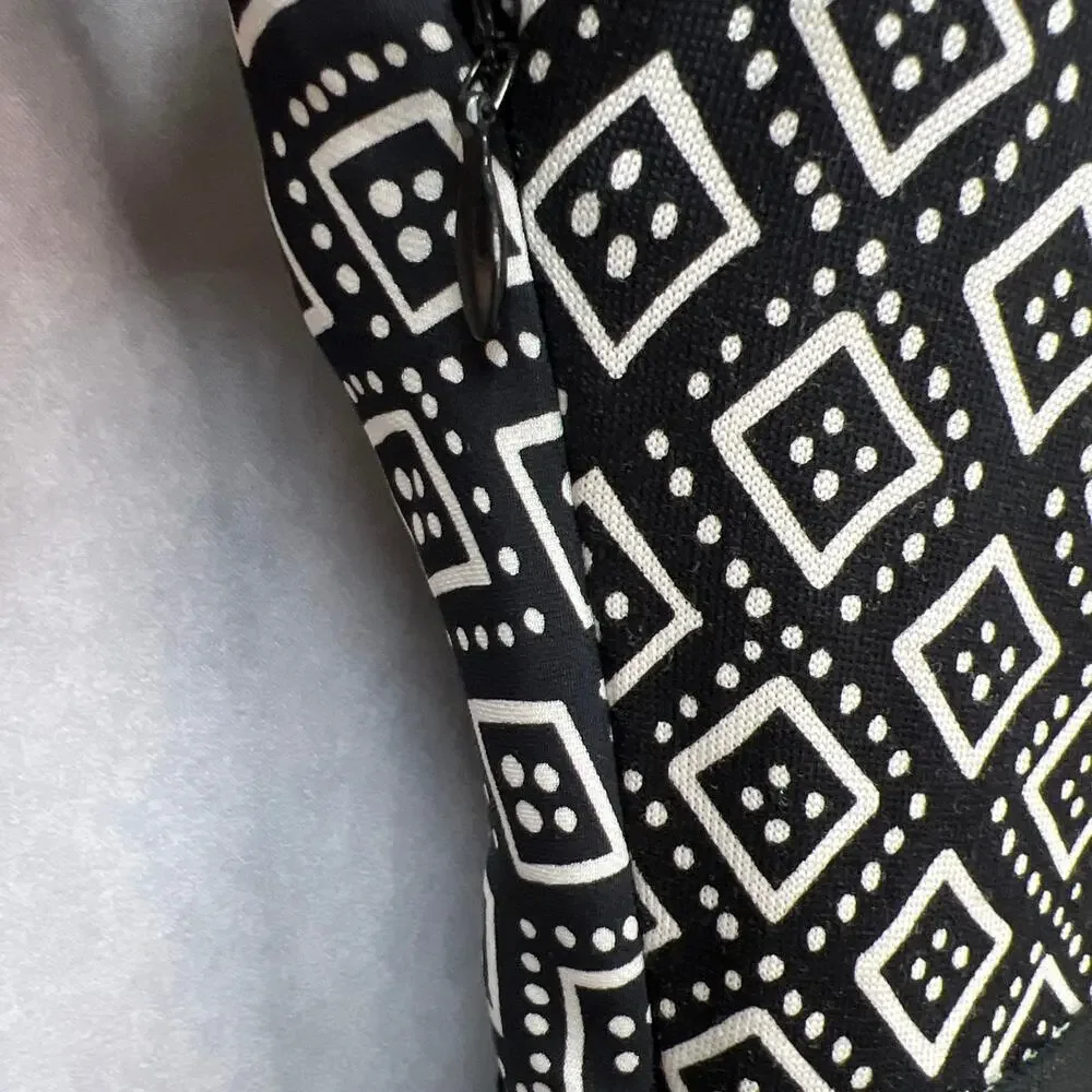 Diane Von Furstenberg Eugenia Silk Shift Dress V-Neck Dot Diamond Black Size 4 - Picture 8 of 12